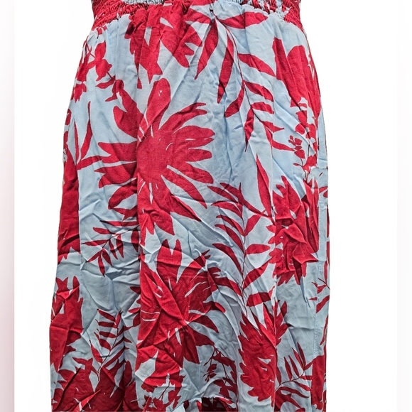 0069 Abel the Label Dress Tropical Blue Pink Floral High Low Midi Flounce XS - Picture 4 of 15